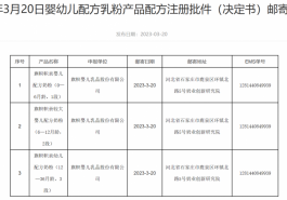 旗帜帜亲、英贝儿2个品牌配方注册批件待领取
